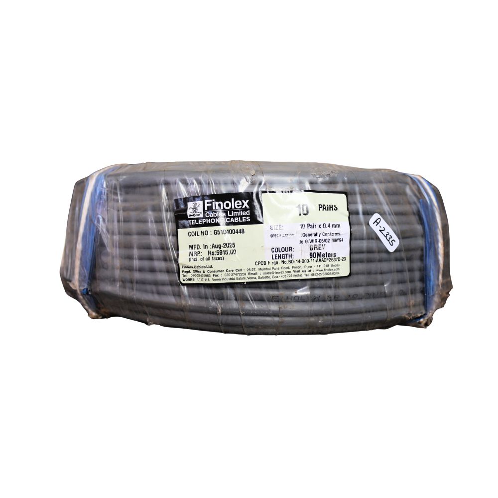 Finolex Telephone Cable PE Insulated 0.4mm 10 Pair 90m Grey